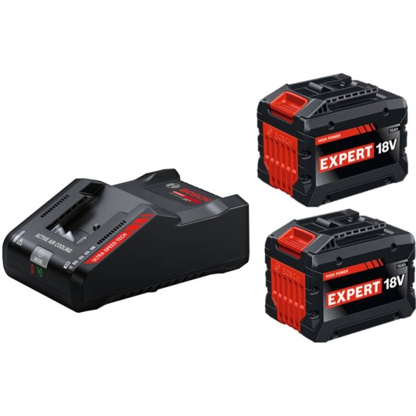 Стартов комплект акумулаторни батерии и зарядно Bosch EXPERT - 2 батерии EXBA18V‐150 + зарядно EXAL18V‐160